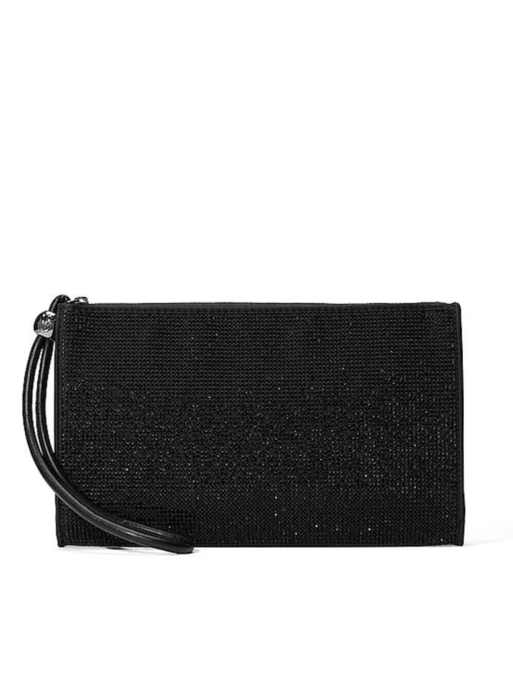 NWT Victoria's Secret Black Diamanté Large Wristlet Pouch